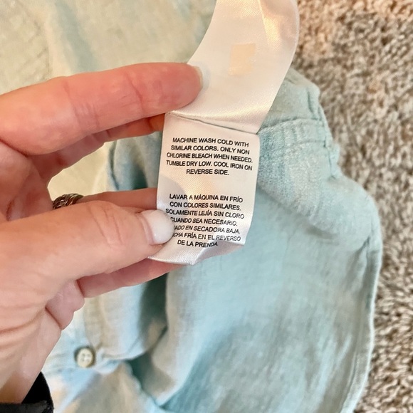 Bruno Positano Camp Shirt Men L Washable Linen Rayon Button Short SLV Sea Blue - Picture 12 of 13